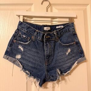 Forever 21 Mid-Rise Distressed Jean Shorts - Concert Short - 26